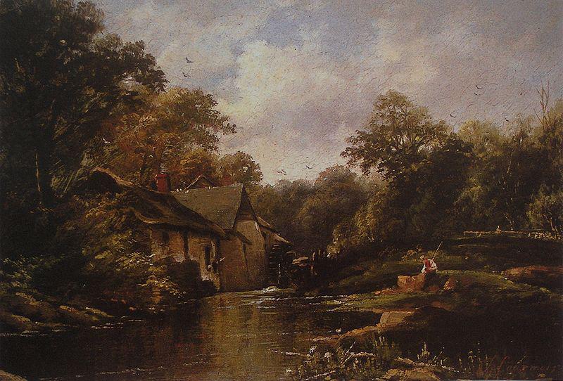 Watermill in the Ardennes with angler